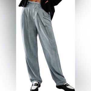 Free People Calla Pleated Trousers sage color